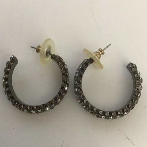 Black Hoop with Rhinestone Earrings